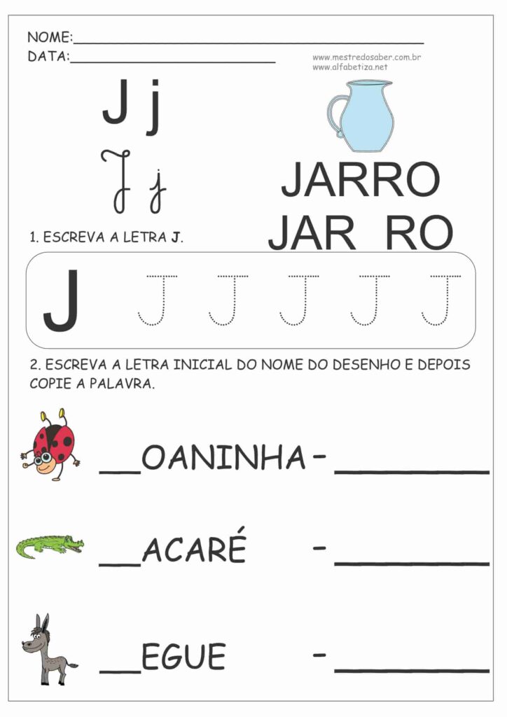 1 - Atividades com a Letra J