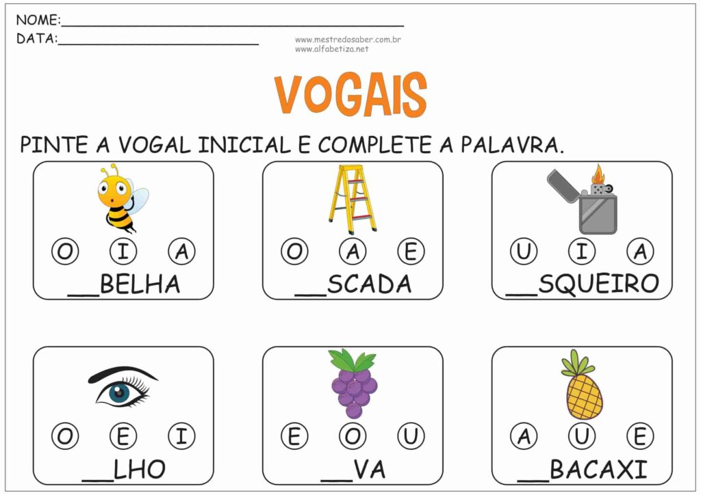 1 - Atividades com Vogais Educação Infantil