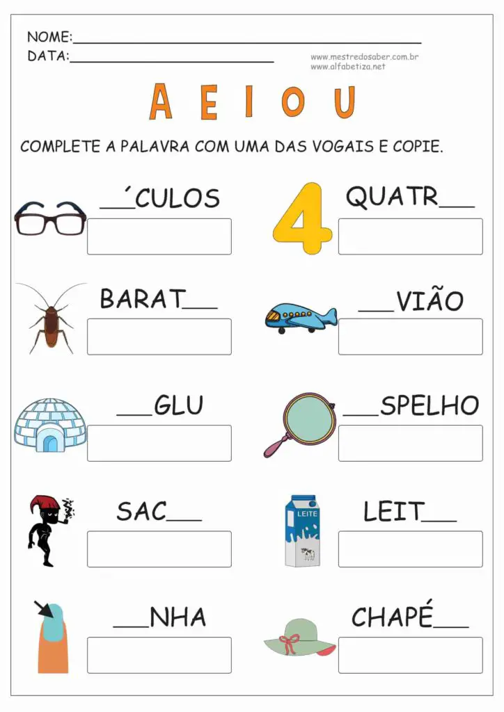 1 - Educação Infantil Atividades de Alfabetização