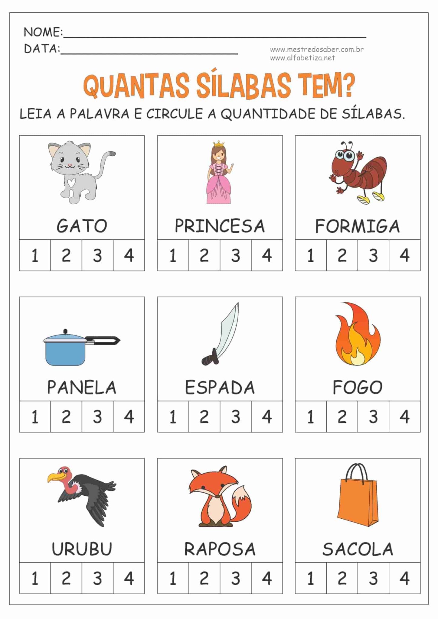 Quantas Sílabas Tem? - Alfabetização Mestre do Saber