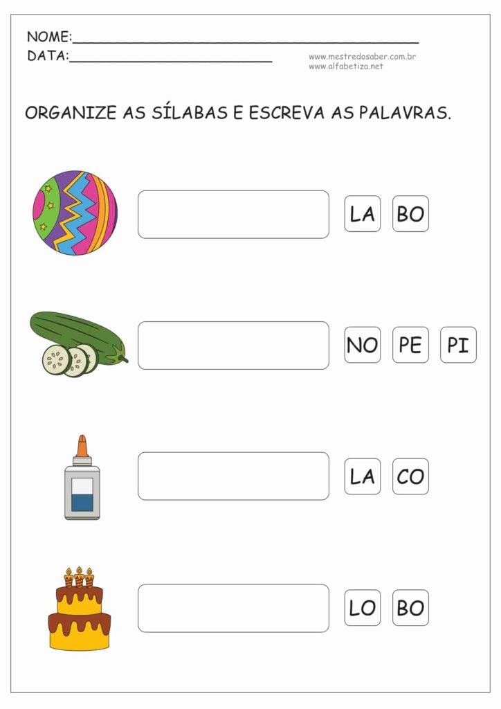 10 - Atividades de Alfabetização Sílabas Simples