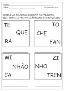 12 - Atividades de Português 1 ano Alfabetização