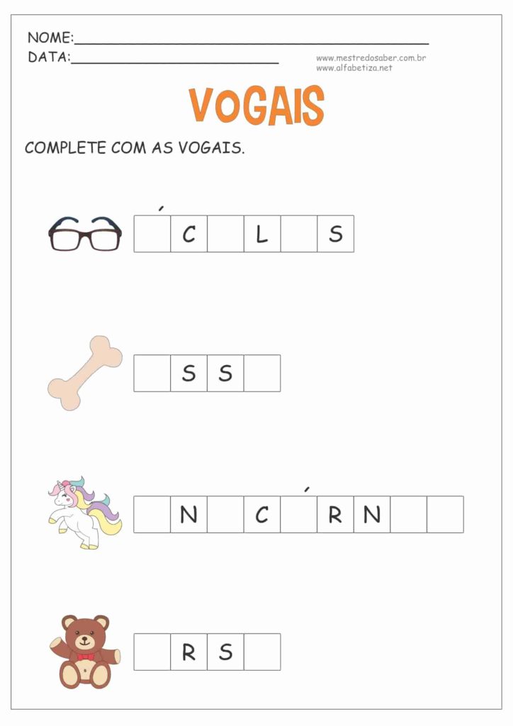 2 - Atividades Complete com as Vogais
