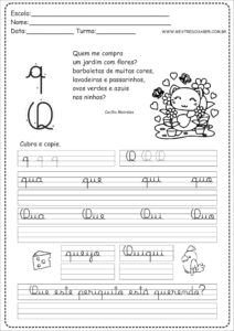 17 - Caderno de Caligrafia para imprimir letra Q