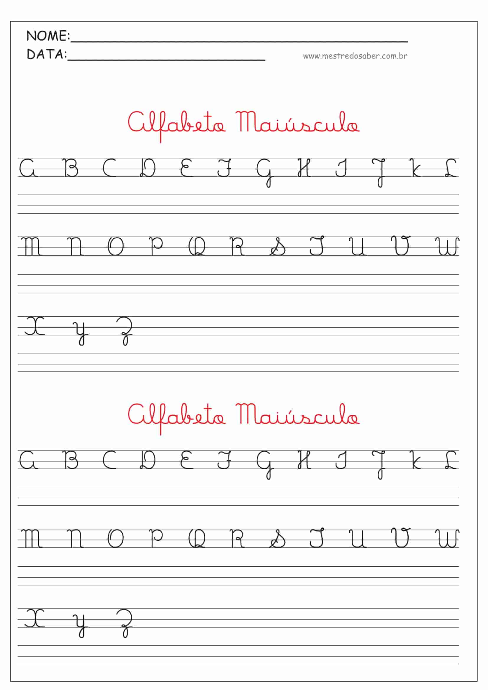 Alfabeto En Cursiva Mayuscula Y Minuscula Para Imprimir ~ Cartilla De ...
