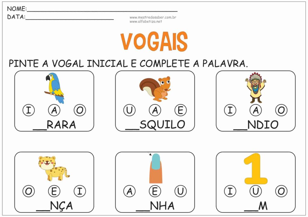 2 - Atividades com Vogais Educação Infantil