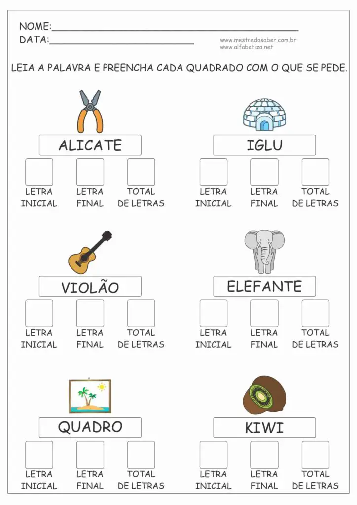 2 - Atividades de Alfabetização 1 ano para imprimir