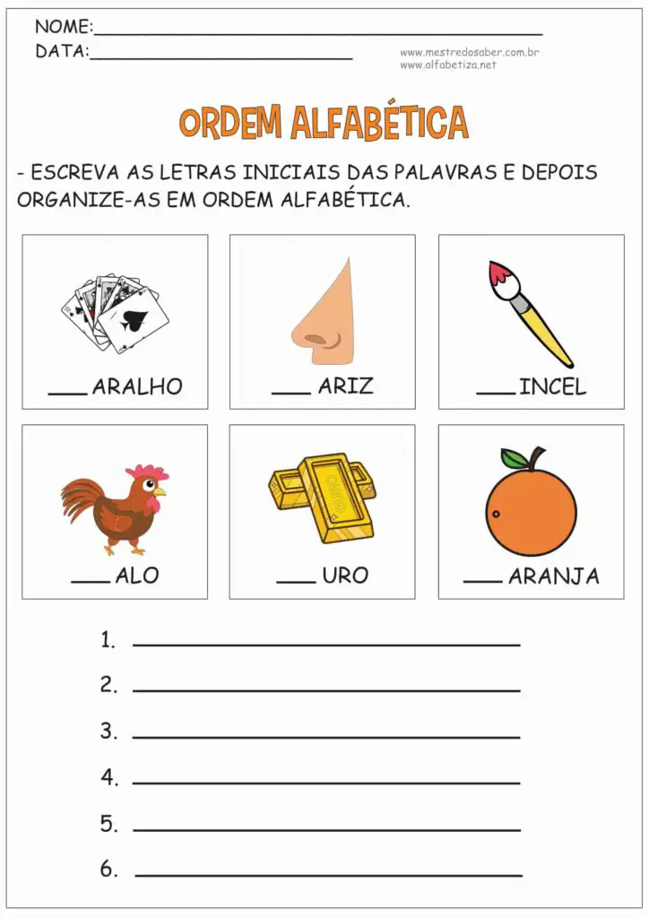Ordem Alfabética Atividades 5 2 - Ordem Alfabética Atividades