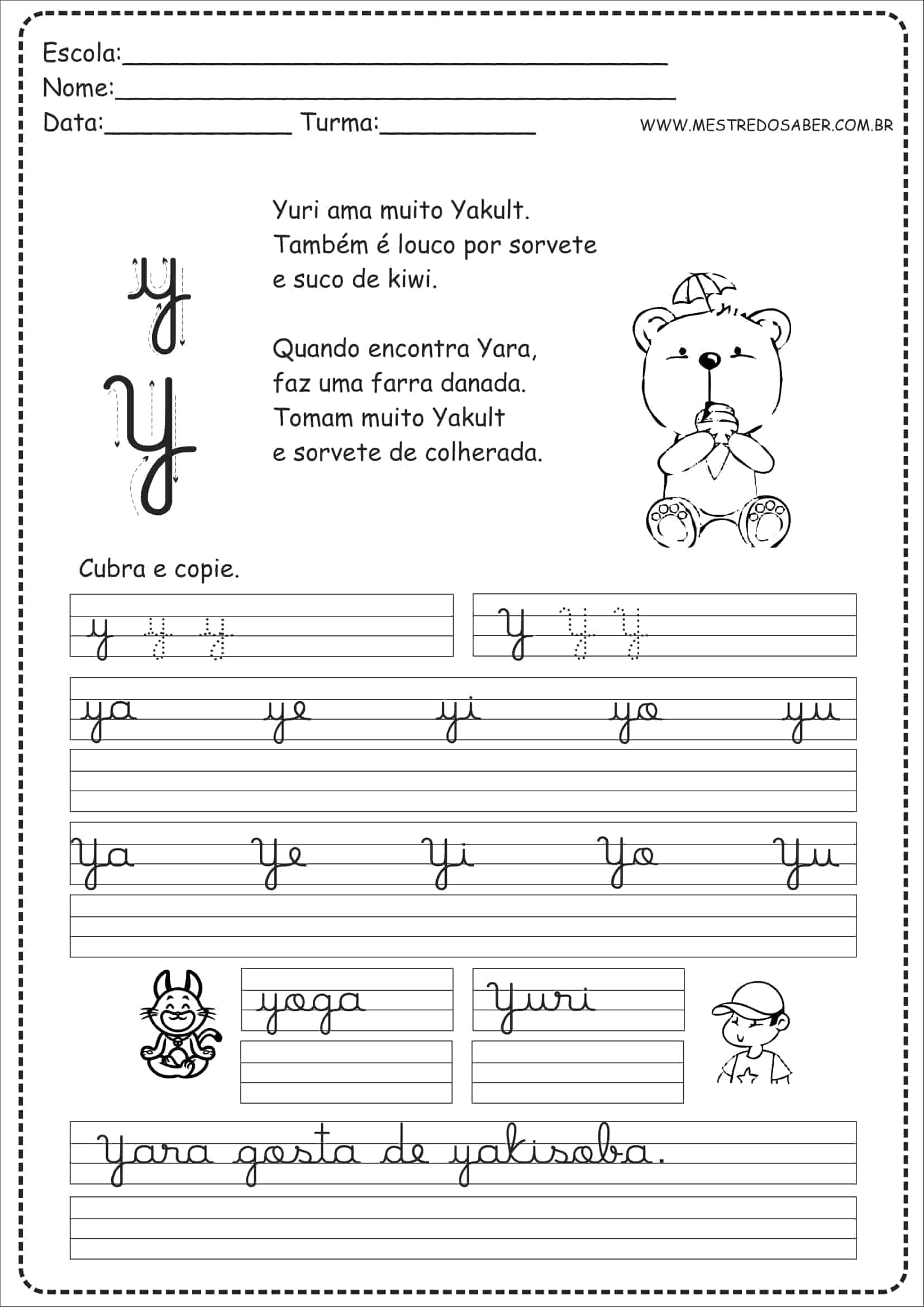 Caderno de Caligrafia para imprimir - Mestre do Saber - Atividades de