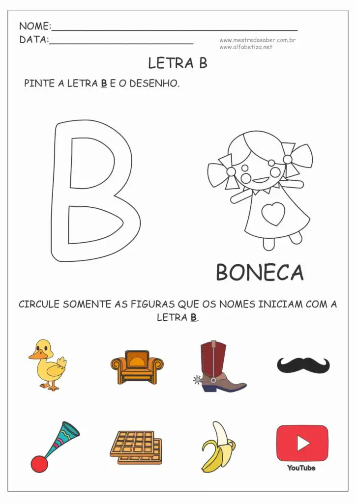 Atividades com a Letra B 6 3 - Atividades com Letra B - Apostila de Alfabetização