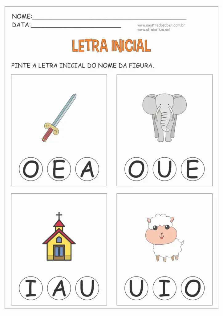 3 - Atividades com Letra Inicial para Educação Infantil