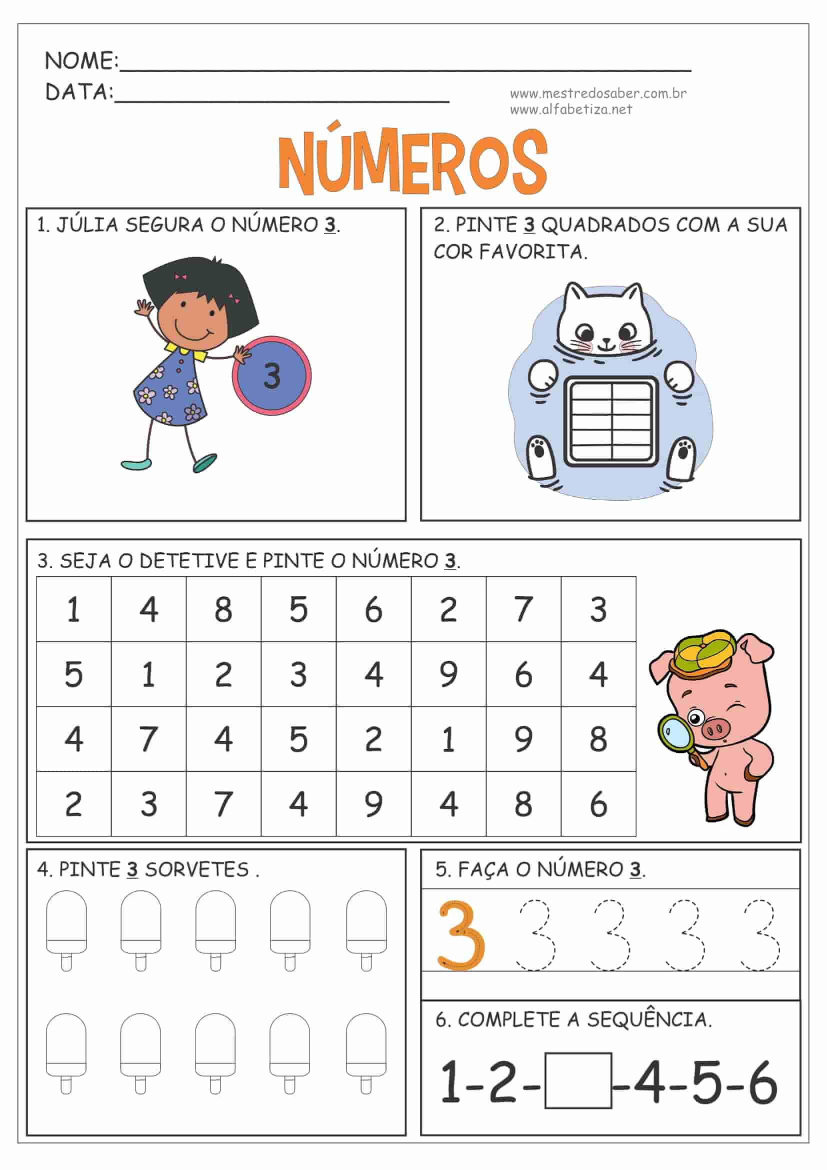 Atividade de Matemática para 1º ano – Números e quantidades