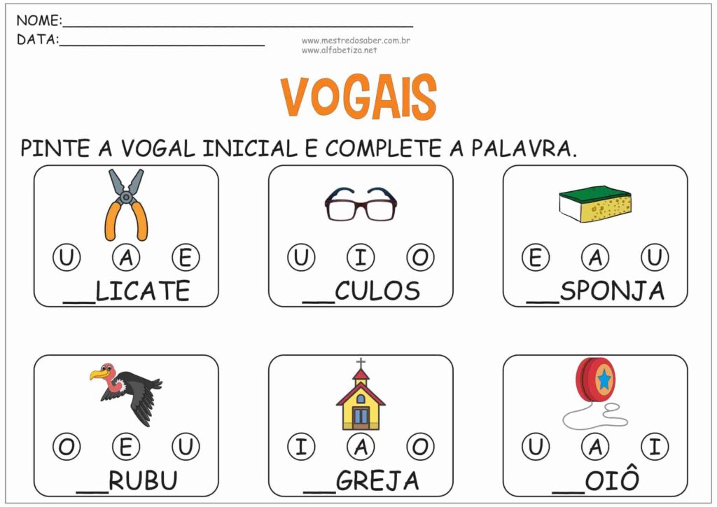 3 - Atividades com Vogais Educação Infantil