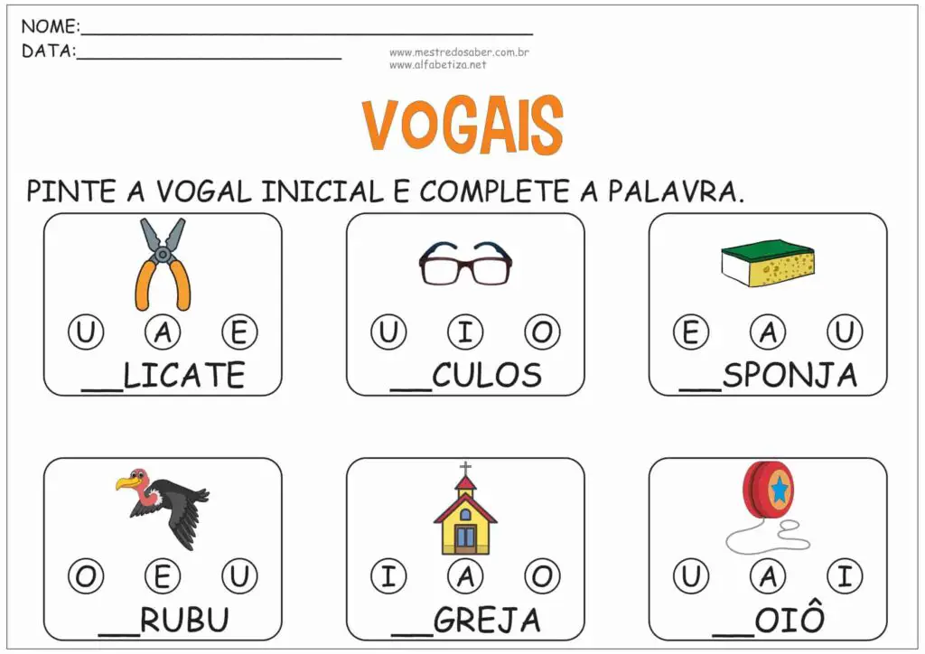 3 - Atividades com Vogais Educação Infantil