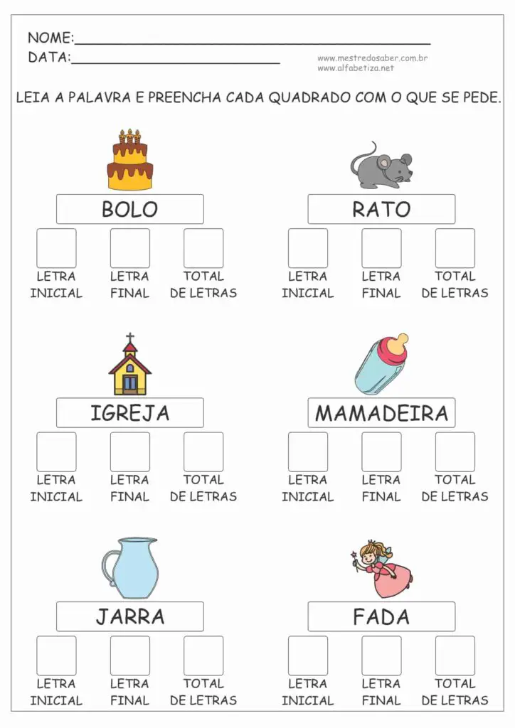 3 - Atividades de Alfabetização 1 ano para imprimir