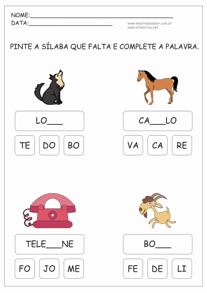 3 - Atividades de Alfabetização Sílabas