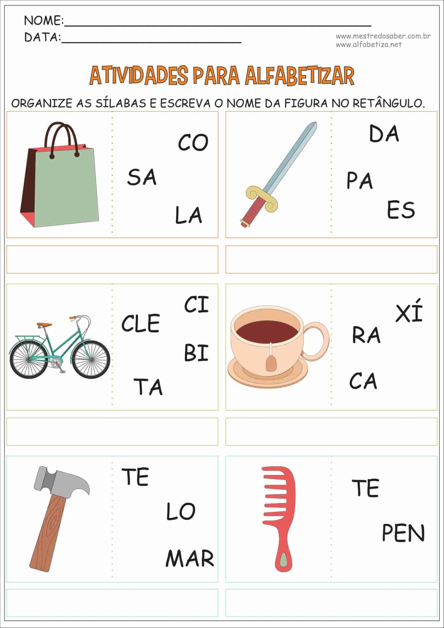 Atividades para Alfabetizar - Alfabetização Mestre do Saber
