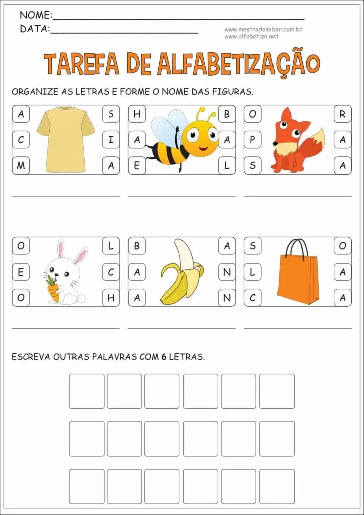 3 - Tarefas de Alfabetização