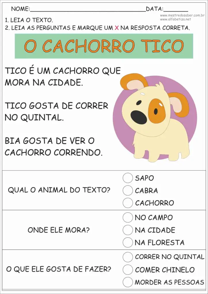 Texto Alfabetização: atividades simples e divertidas 6 3 - Texto Alfabetização - Mestre do Saber