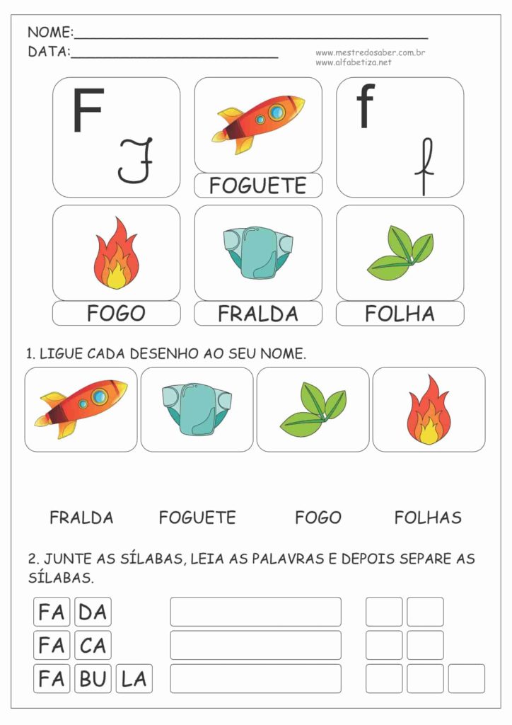 4 - Atividades 1 ano Alfabetização - Letra F