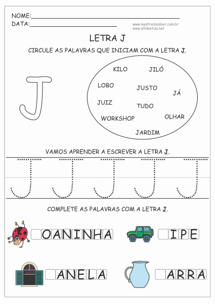 4 - Atividades com a Letra J