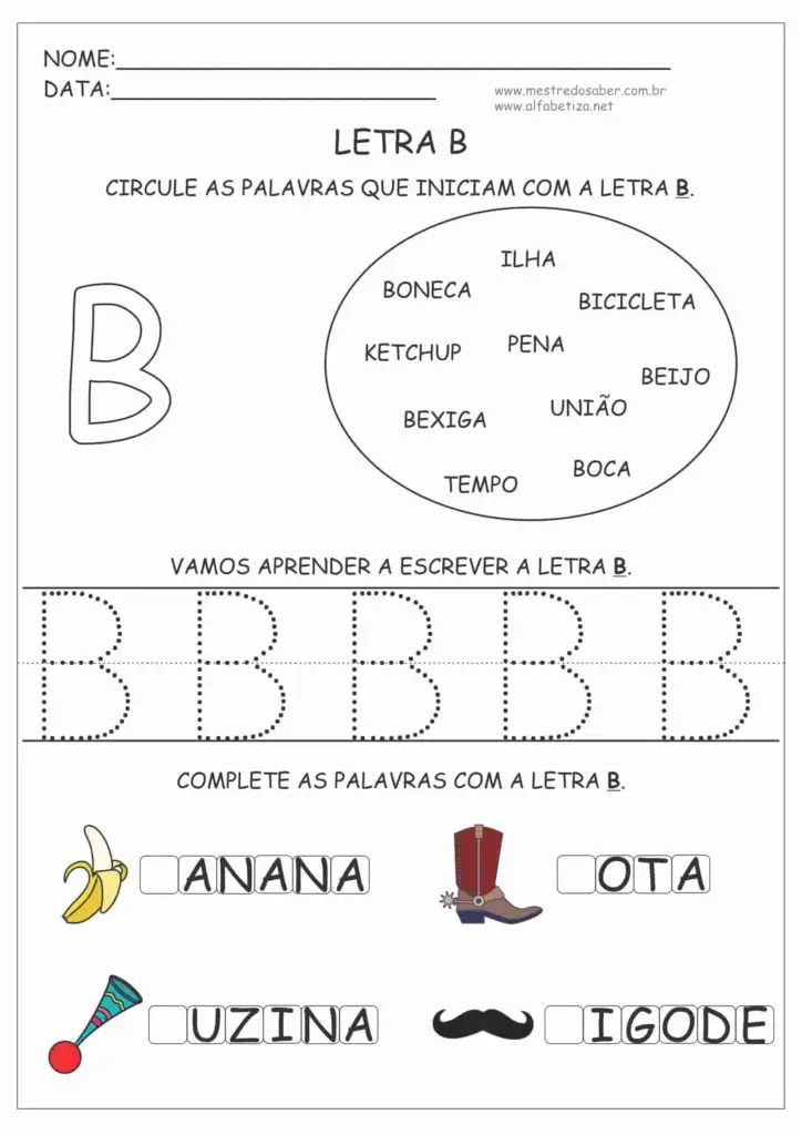 Atividades com a Letra B 7 4 - Atividades com Letra B - Apostila de Alfabetização