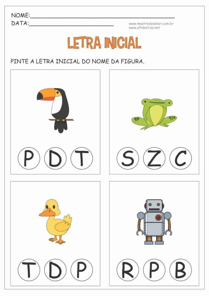 4 - Atividades com Letra Inicial para Educação Infantil