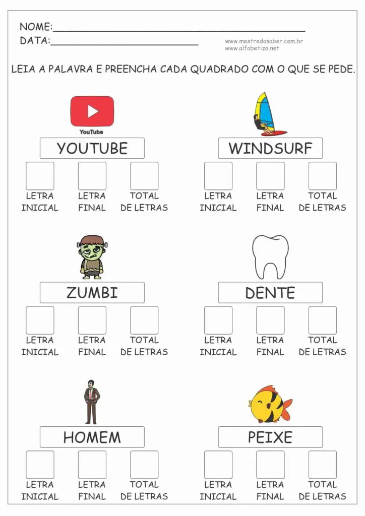 4 - Atividades de Alfabetização 1 ano para imprimir