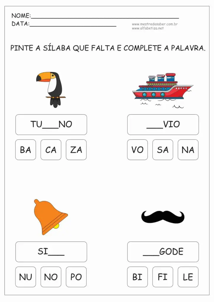 4 - Atividades de Alfabetização Sílabas