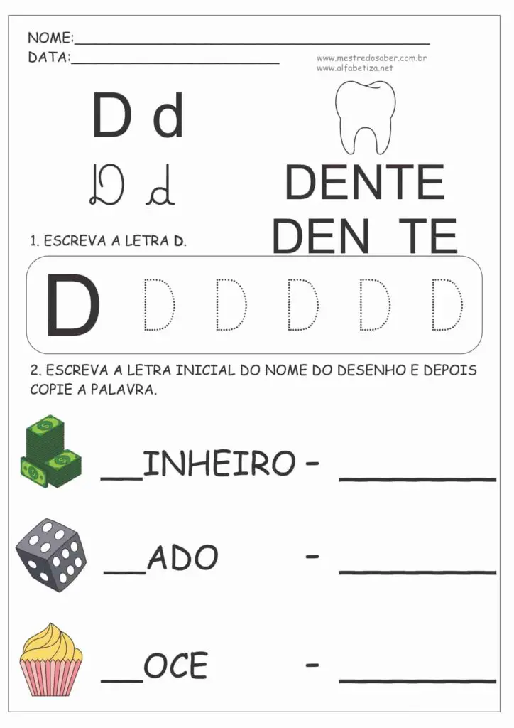 4 - Atividades para Educação Infantil 4 Anos - Letra D