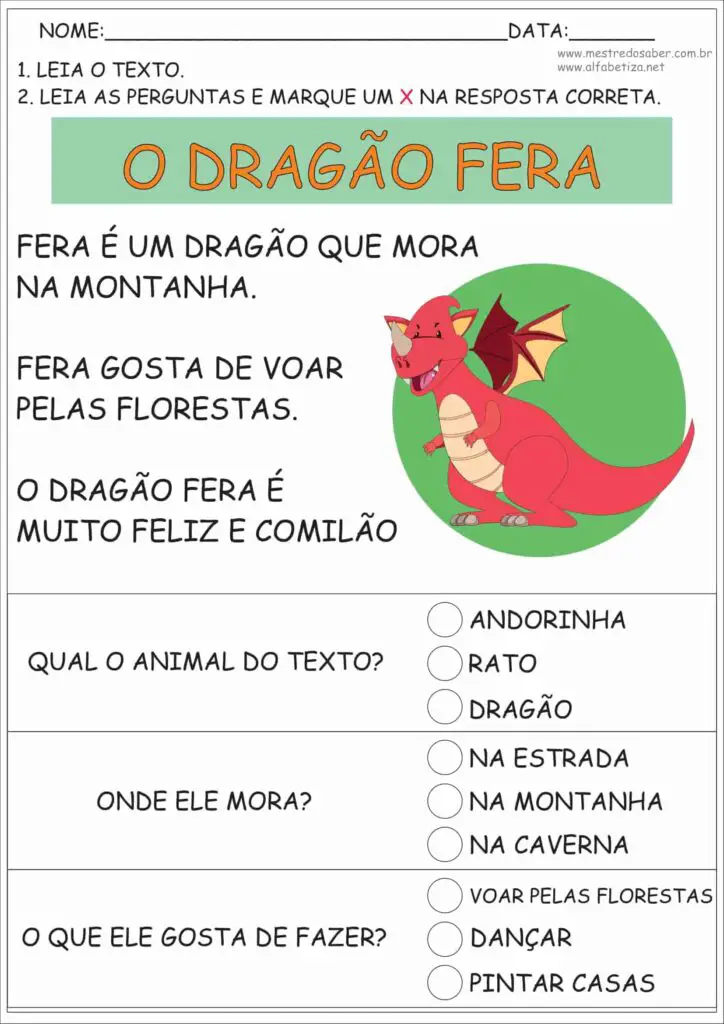 Texto Alfabetização: atividades simples e divertidas 7 4 - Texto Alfabetização - Mestre do Saber