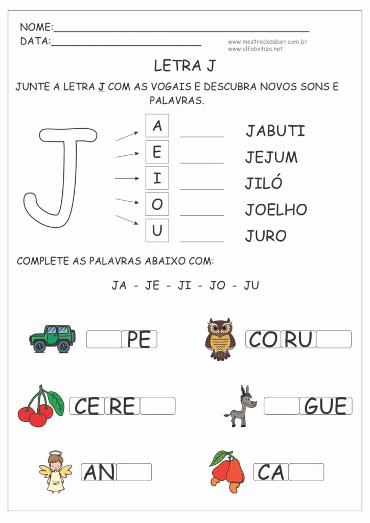 5 - Atividades com a Letra J