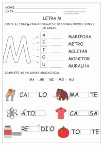 Atividades com a Letra M - Alfabetização Mestre do Saber