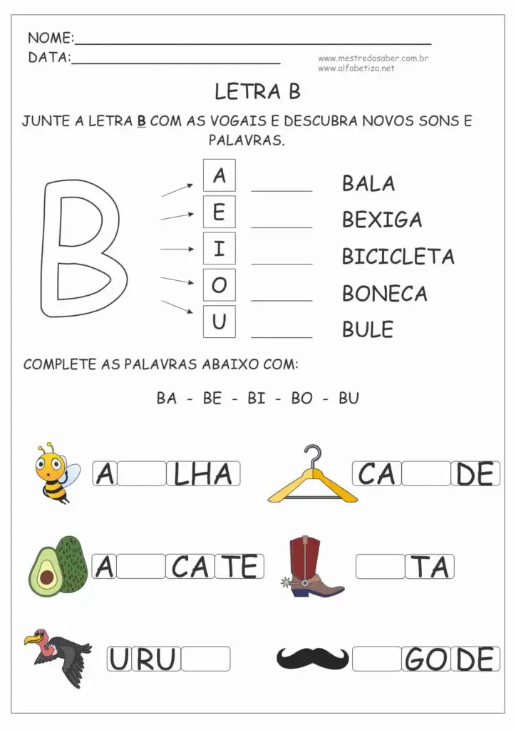 5 - Atividades com Letra B - Apostila de Alfabetização