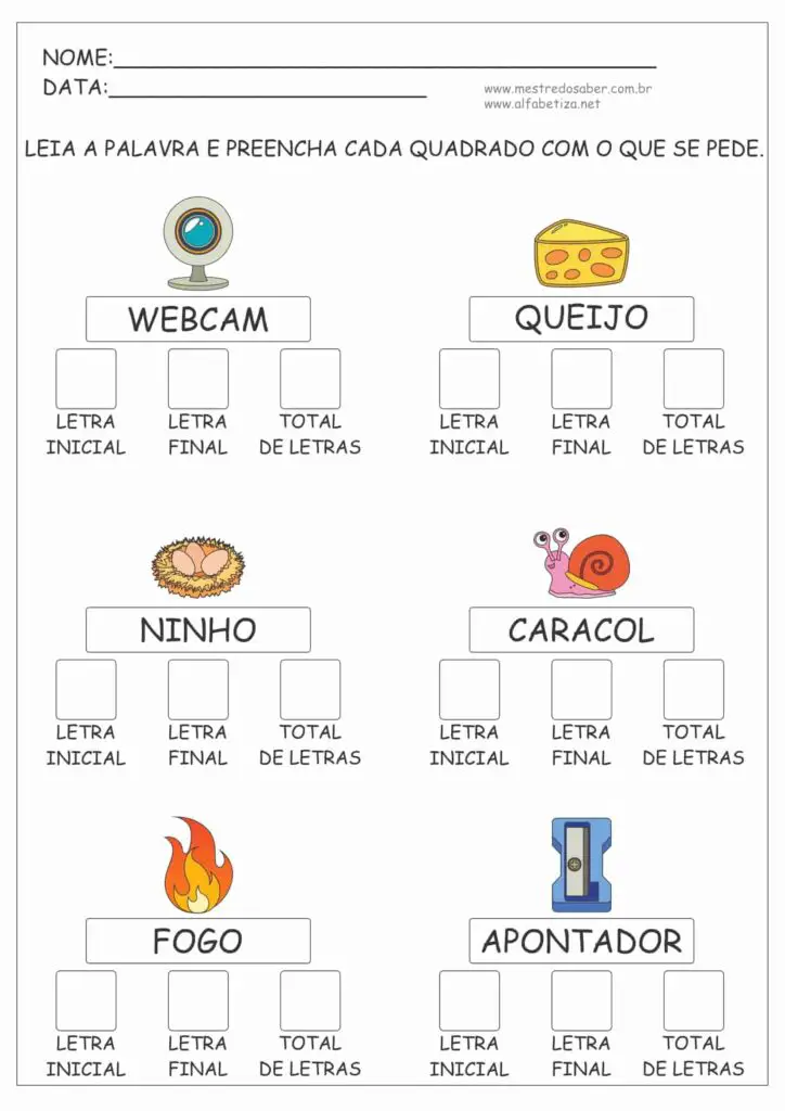 5 - Atividades de Alfabetização 1 ano para imprimir