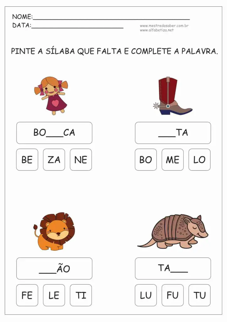 5 - Atividades de Alfabetização Sílabas