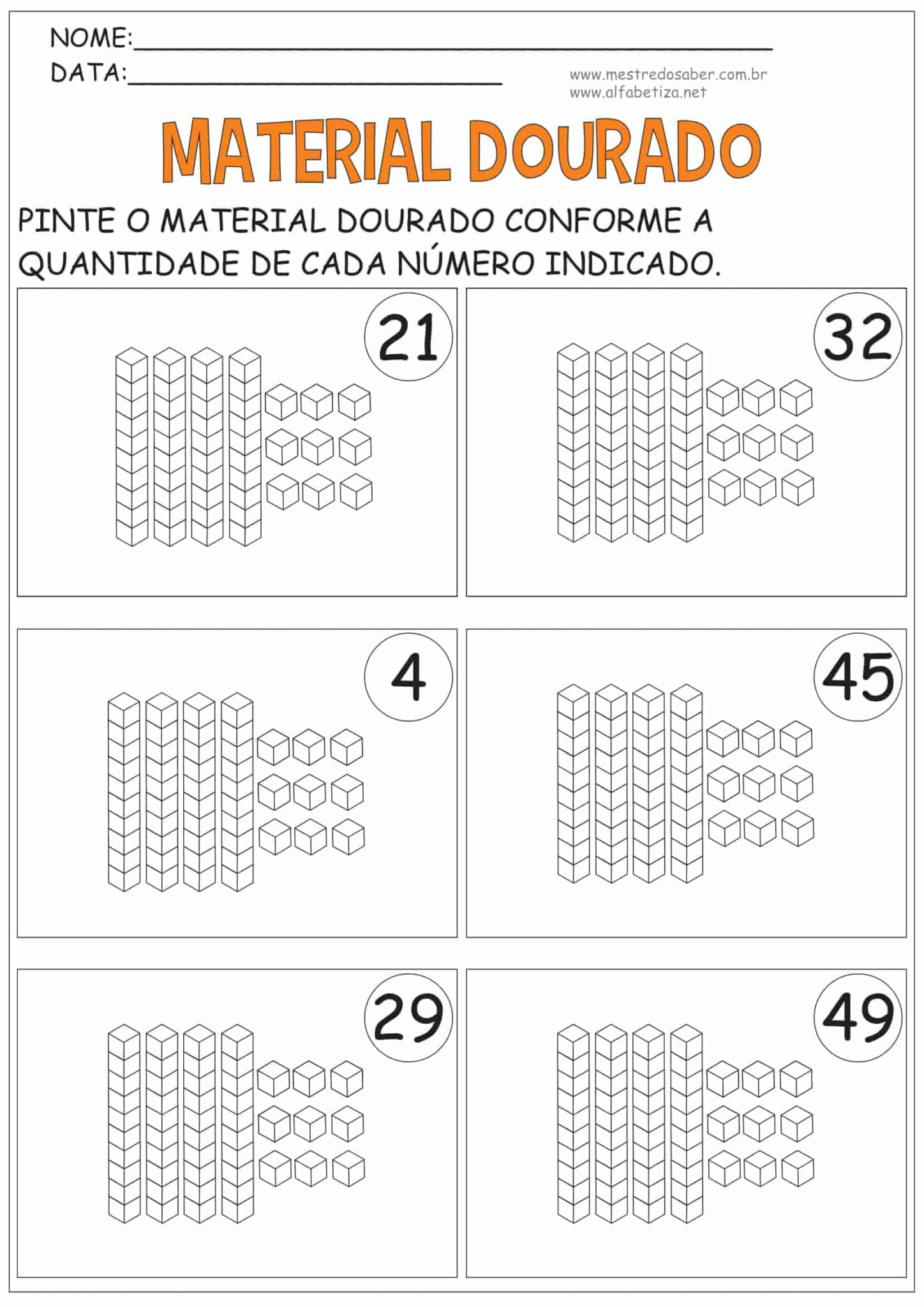 Atividades Material Dourado - Mestre do Saber