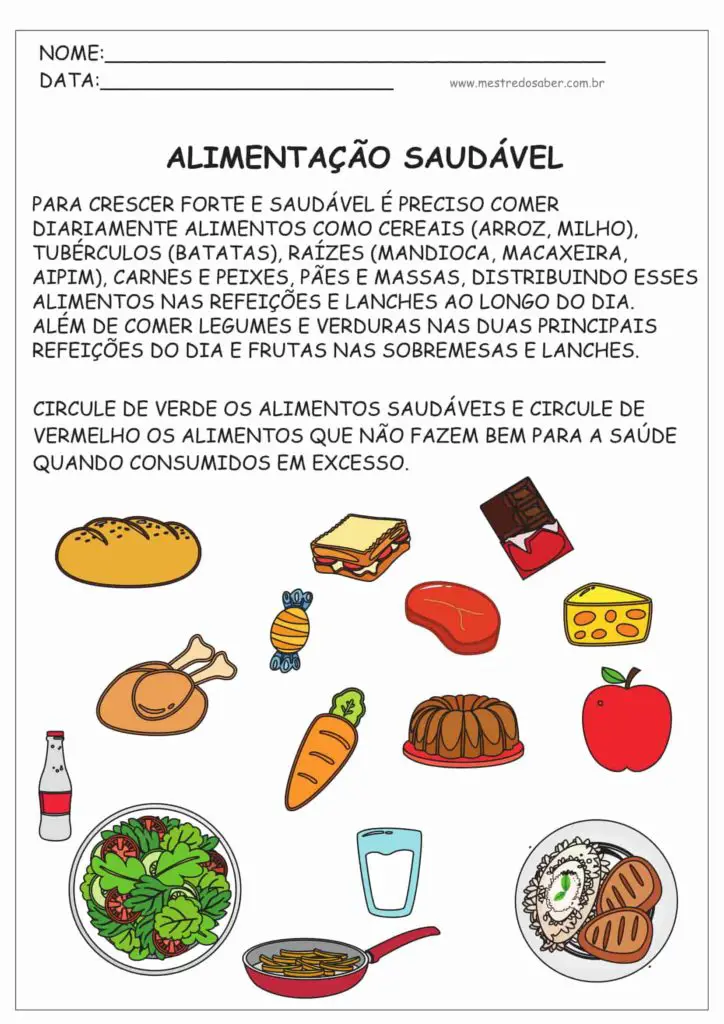 Atividades sobre Alimentação Saudável