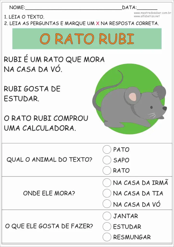 Texto Alfabetização: atividades simples e divertidas 8 5 - Texto Alfabetização - Mestre do Saber