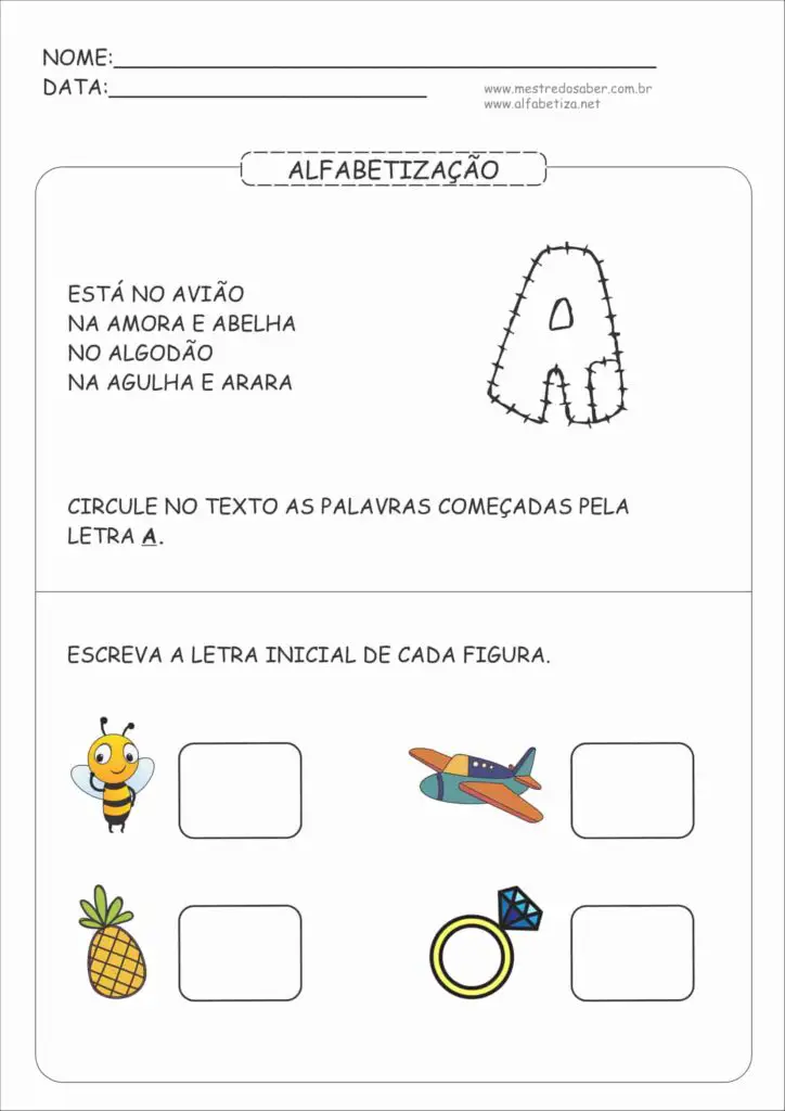 1 - Atividades de Alfabetização para Educação Infantil 5 anos