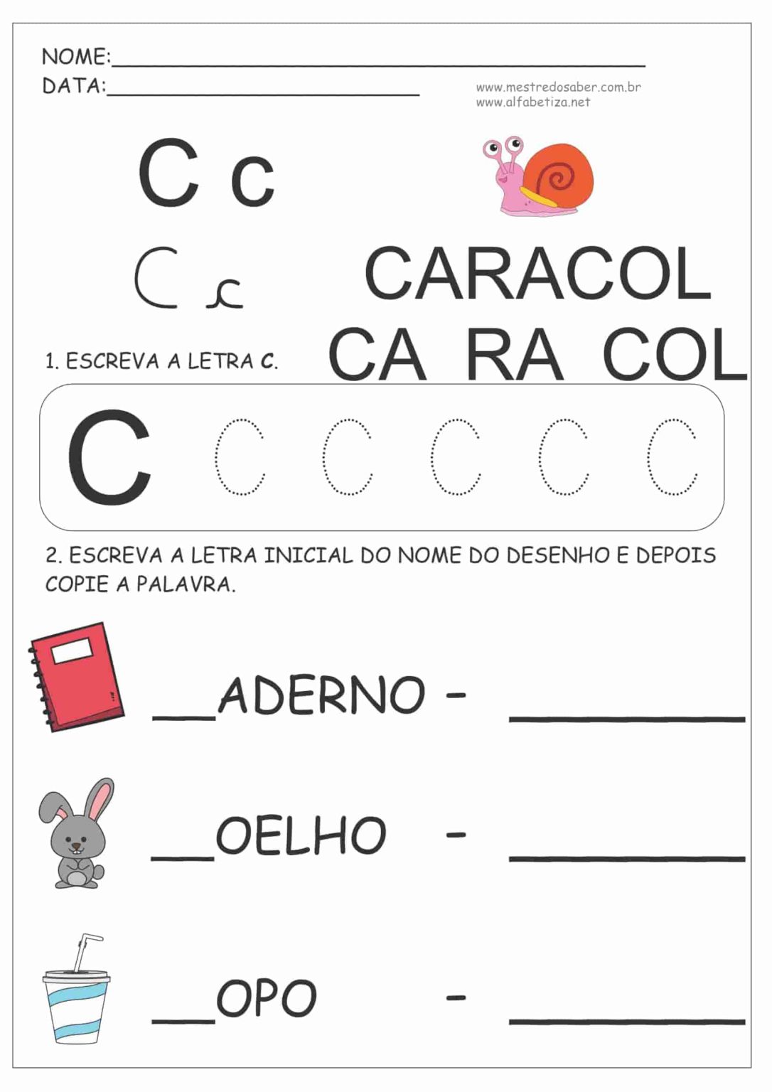 Atividades Letra C Educação Infantil - Mestre do Saber