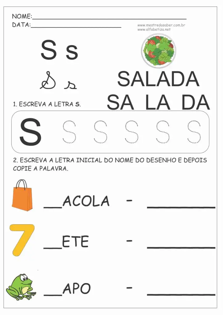 6 - Atividades para Educação Infantil 4 Anos - Letra S