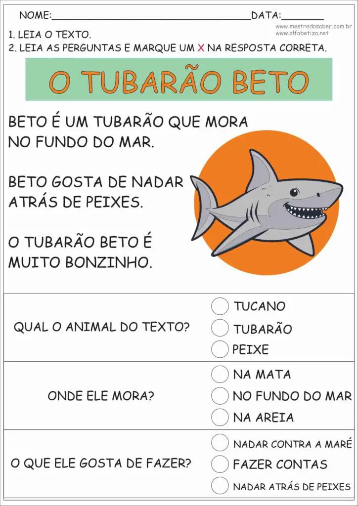 Texto Alfabetização: atividades simples e divertidas 9 6 - Texto Alfabetização - Mestre do Saber