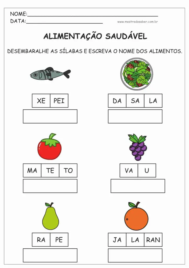 Atividades Alimentação Saudável