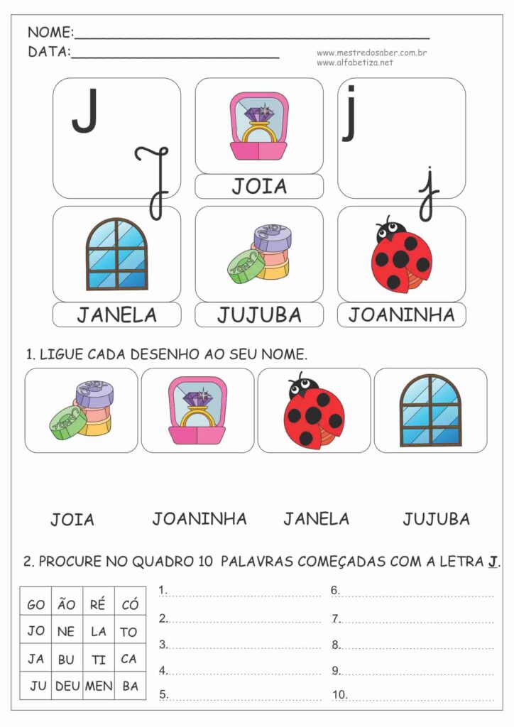 7 - Atividades com a Letra J