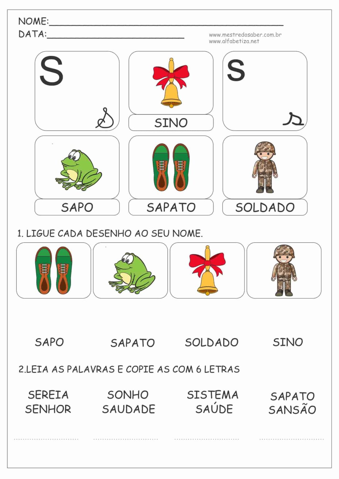 Atividades com a Letra S - Mestre do Saber