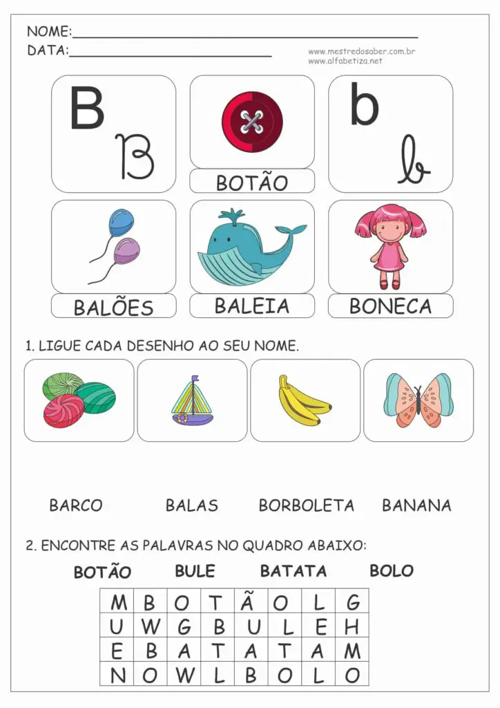 Atividades com a Letra B 10 7 - Atividades com Letra B - Cartilha 1 ano