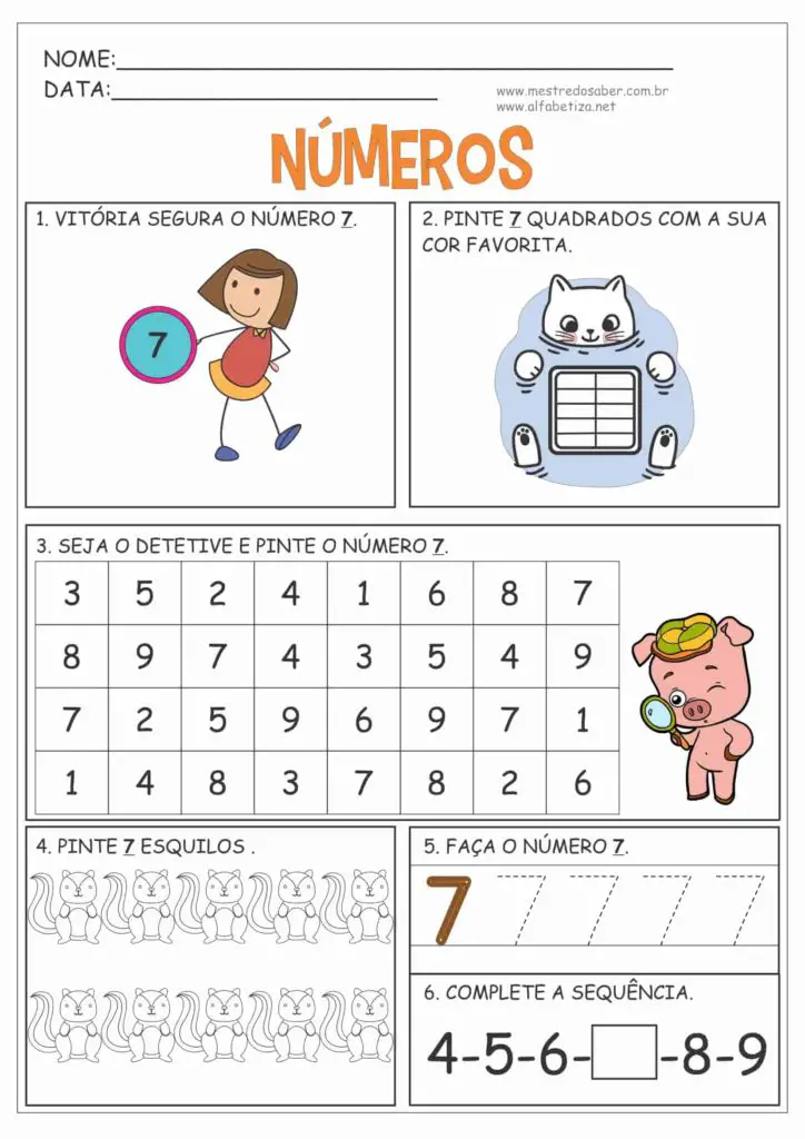 5 - Atividades com Números e Numerais - Número 7