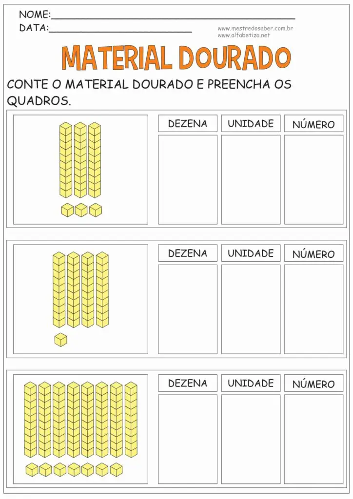 Atividades Material Dourado 10 7 - Atividades Material Dourado - Mestre do Saber