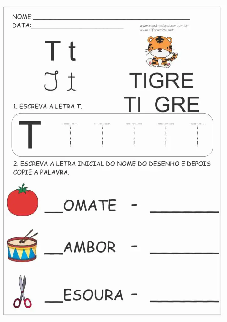 7 - Atividades para Educação Infantil 4 Anos - Letra T